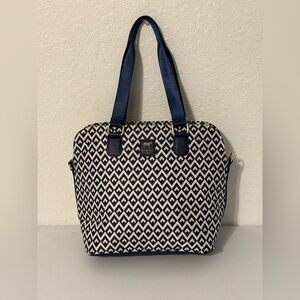 Dabney Lee Insulated Lunch Tote Bag Box Blue White Gold Leak Proof Cute Cooler